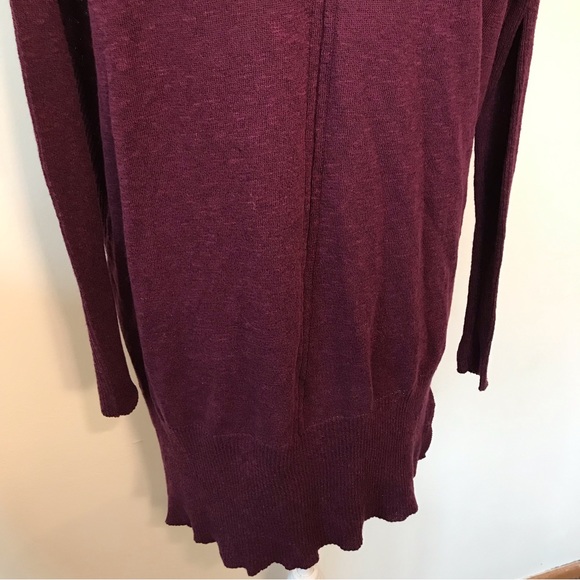 Free People Purple Maroon Sweater Lace Ruffles Oversized High Low Size Small - Picture 4 of 9